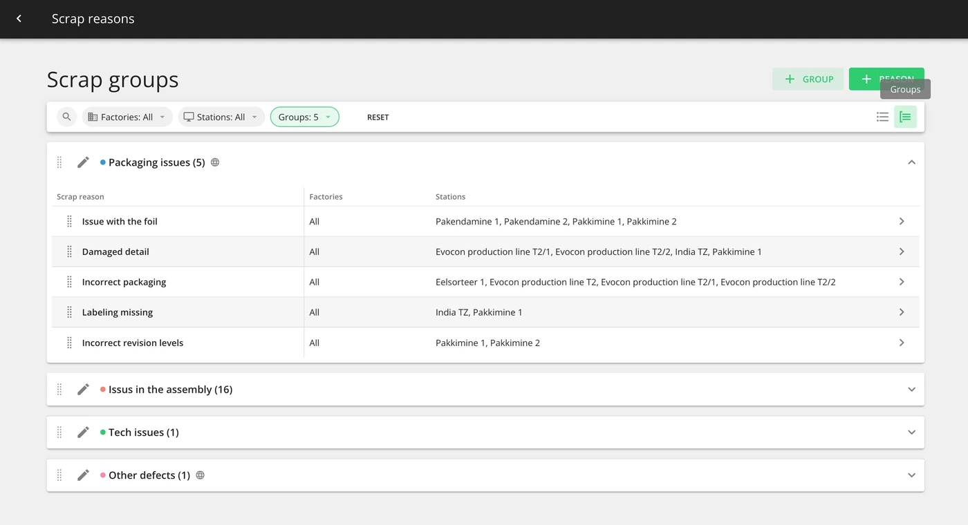 Captura de pantalla: Nuevos filtros y tablas para administrar la configuración más rápido
